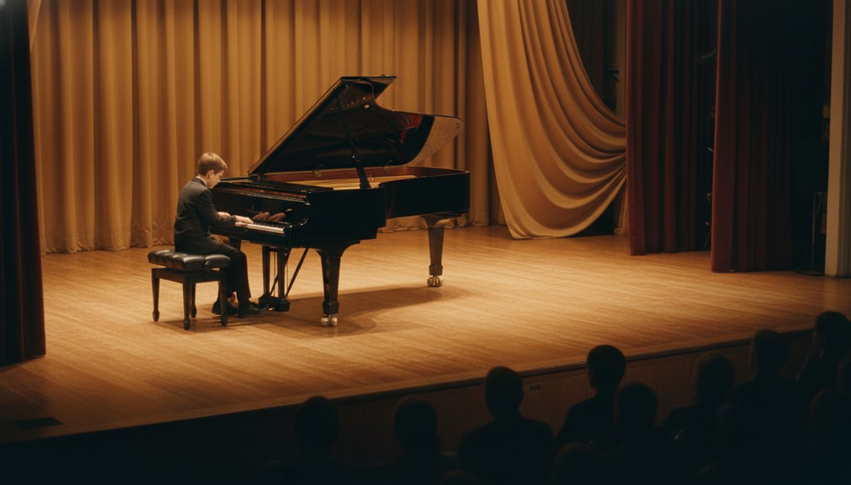 ピアノ発表会で演奏する子どもの様子