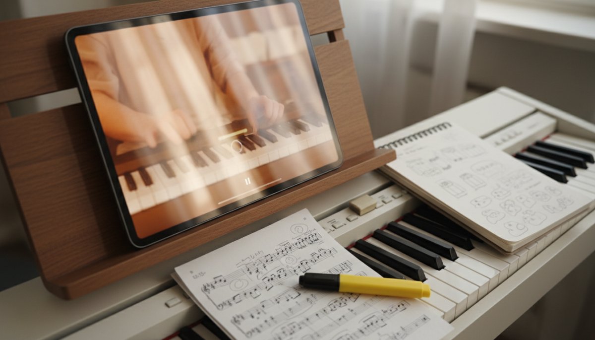 ピアノレッスン動画 復習と練習のイメージ