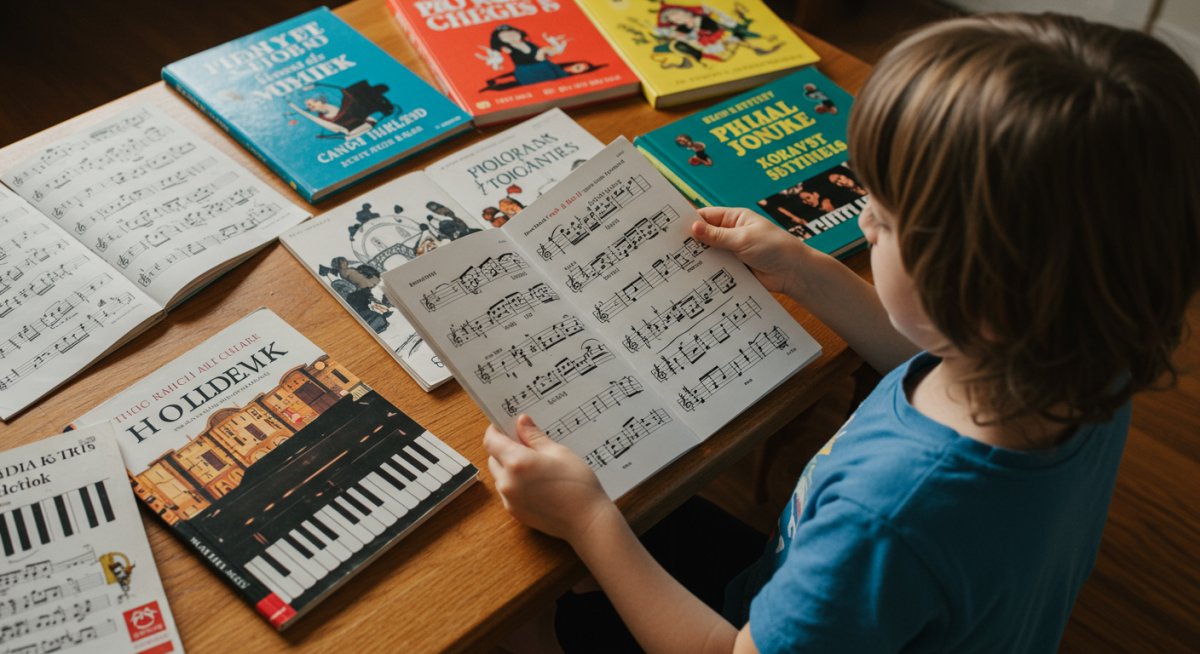 子どもが楽譜を選んでいる様子