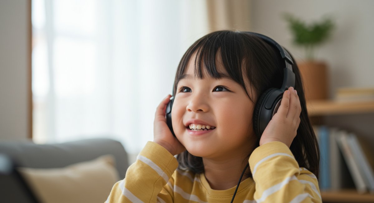 子どもが楽しそうに音楽を聴いている様子