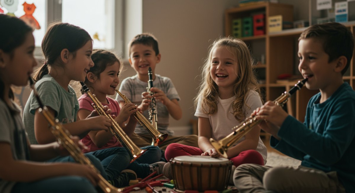 グループで音楽を楽しむ子どもたち