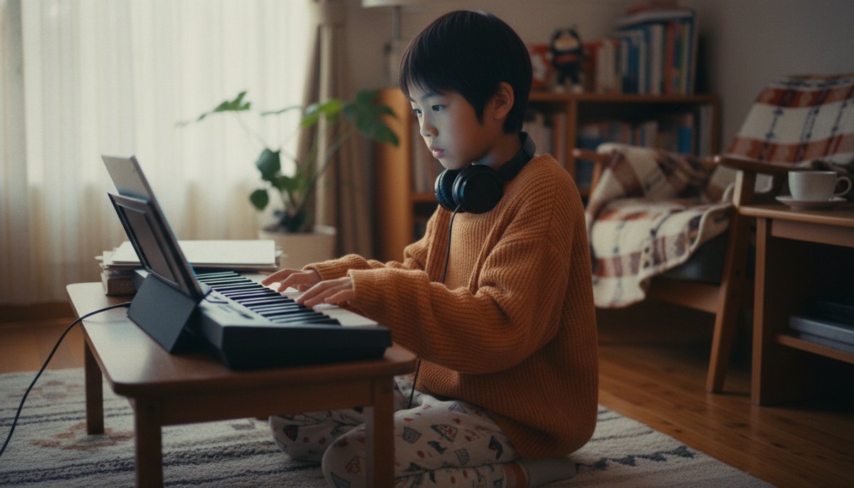 オンライン練習室で学ぶ子どもの様子