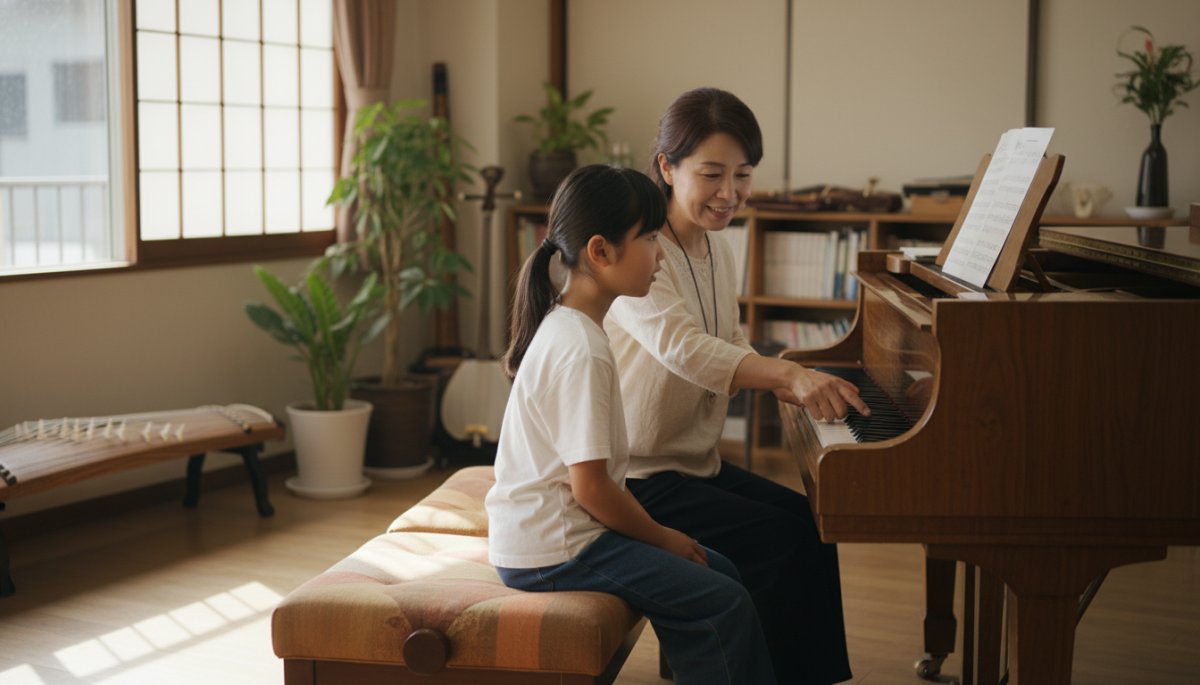 ピアノ教室でコーチング指導を受ける生徒