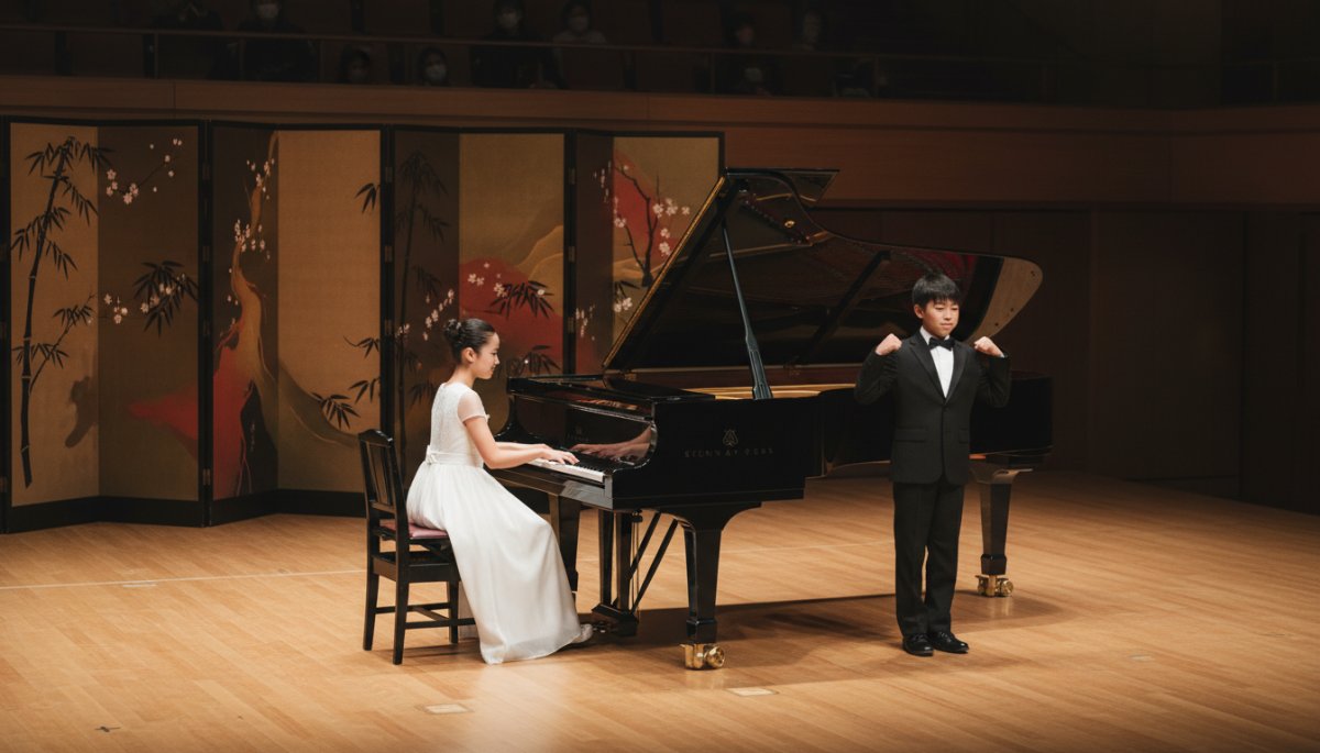 ピアノ発表会で演奏する子どもたち
