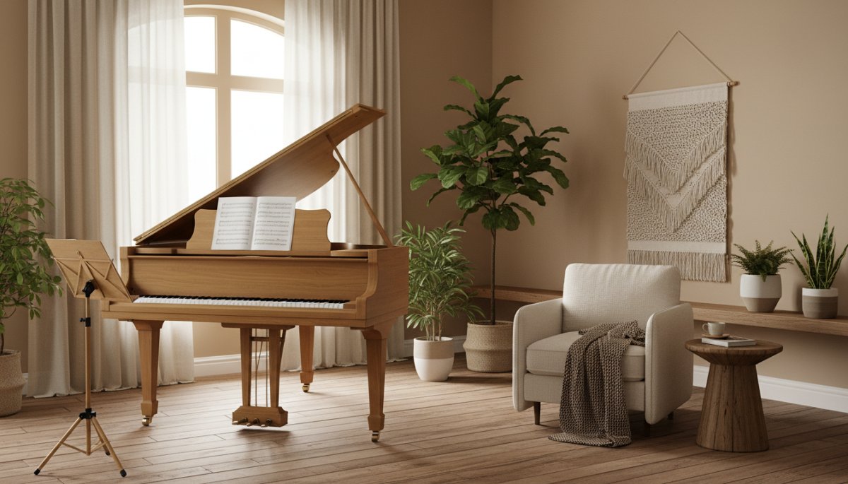 ピアノ練習環境が整った明るい部屋