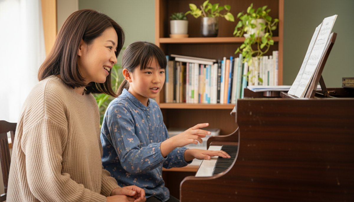 コーチング型ピアノ指導 教師と生徒が対等な関係で対話する様子