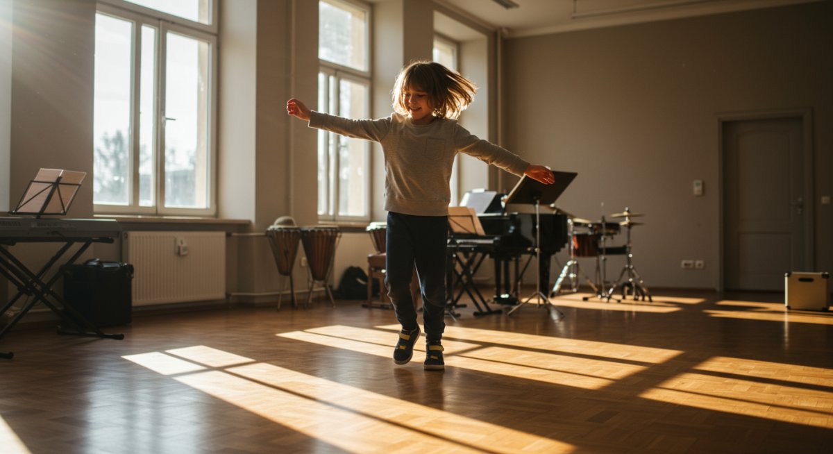 子どもが音楽を楽しみながら身体を動かしている様子