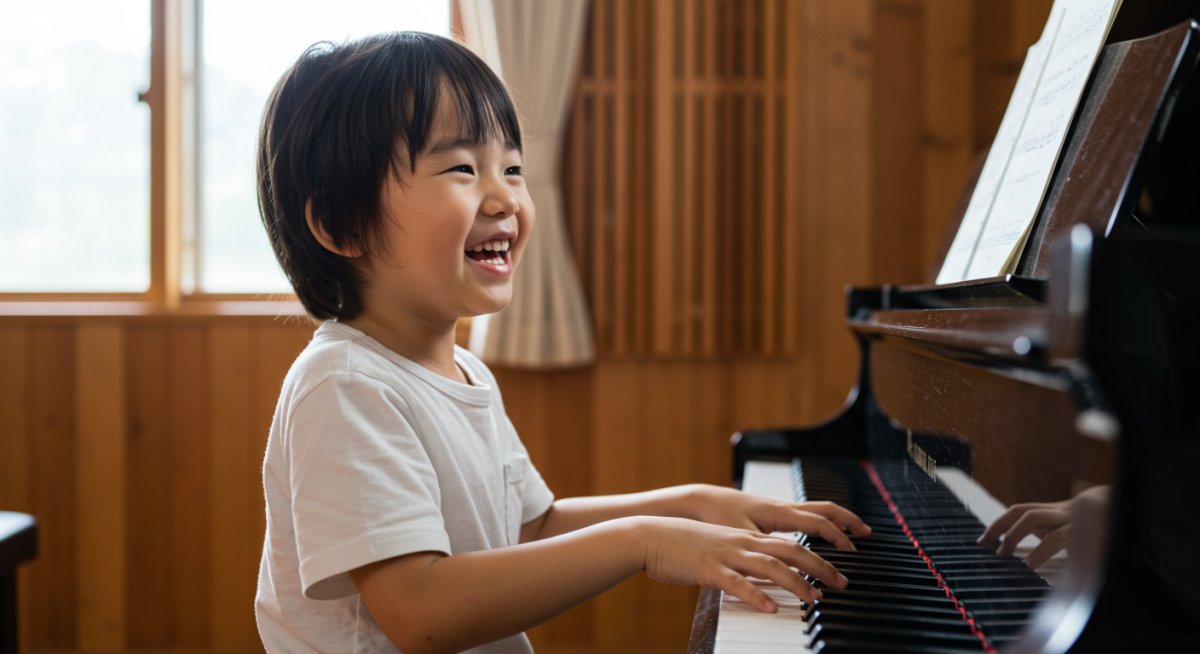 ピアノを楽しそうに弾く子どもの様子