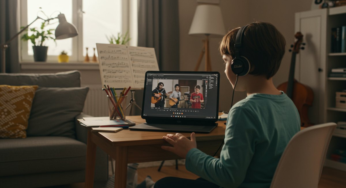 オンラインで仲間と一緒に練習する様子