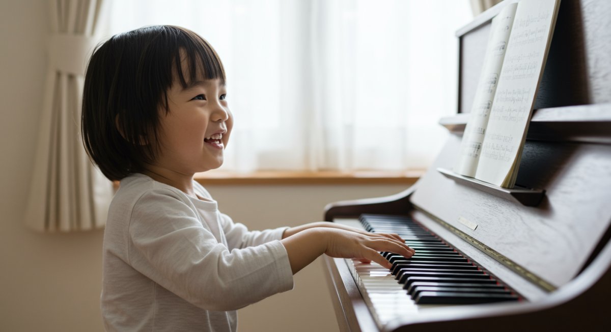 ピアノを楽しそうに弾く子ども
