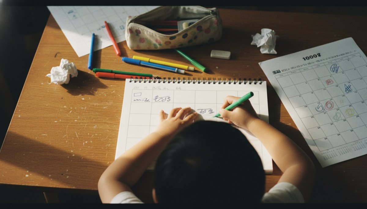 子どもが練習計画を立てている様子