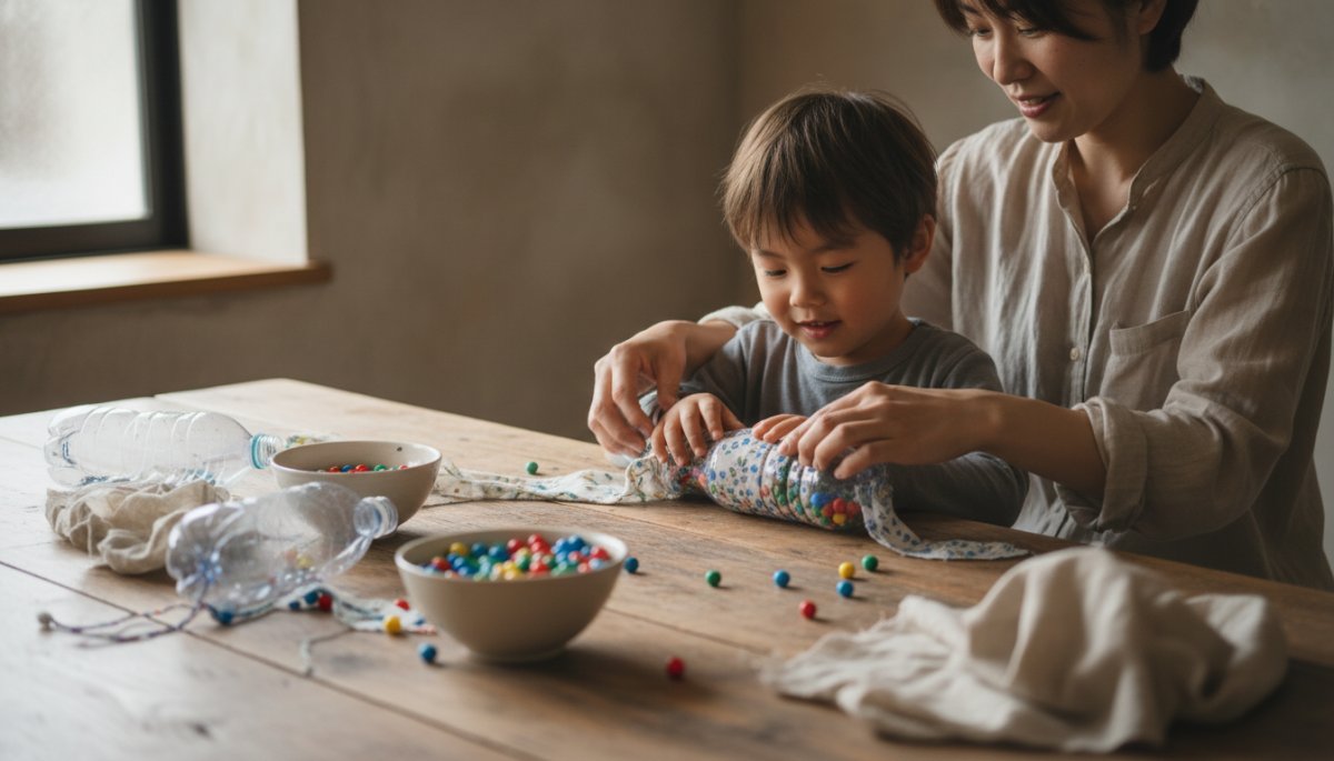 手作り楽器で遊ぶ子ども 親子で音楽を楽しむ工夫