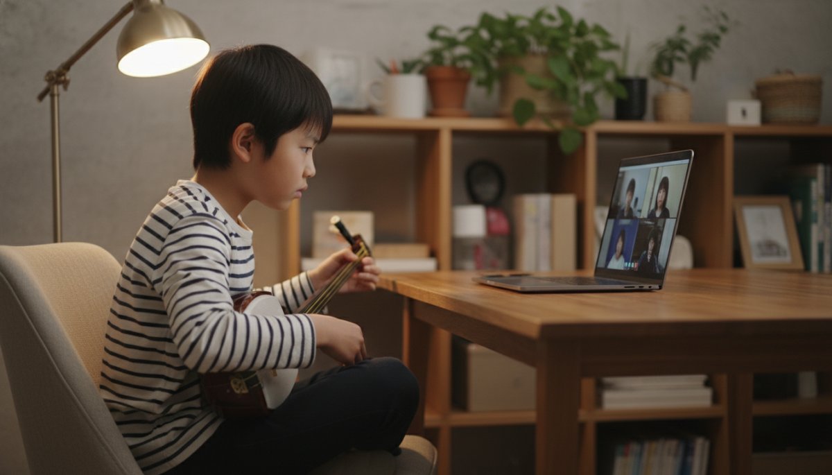 オンライン練習室で学ぶ子ども 自宅で音楽を継続する環境
