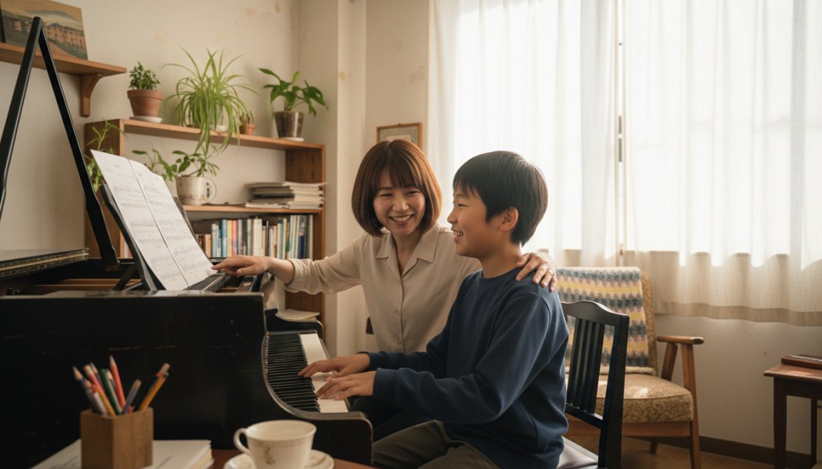 音楽レッスンで子どもの自己肯定感を育む指導風景